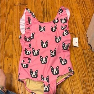 Pink Chicken Girls Katniss Suit - Boston terrier Dog Print Swimsuit